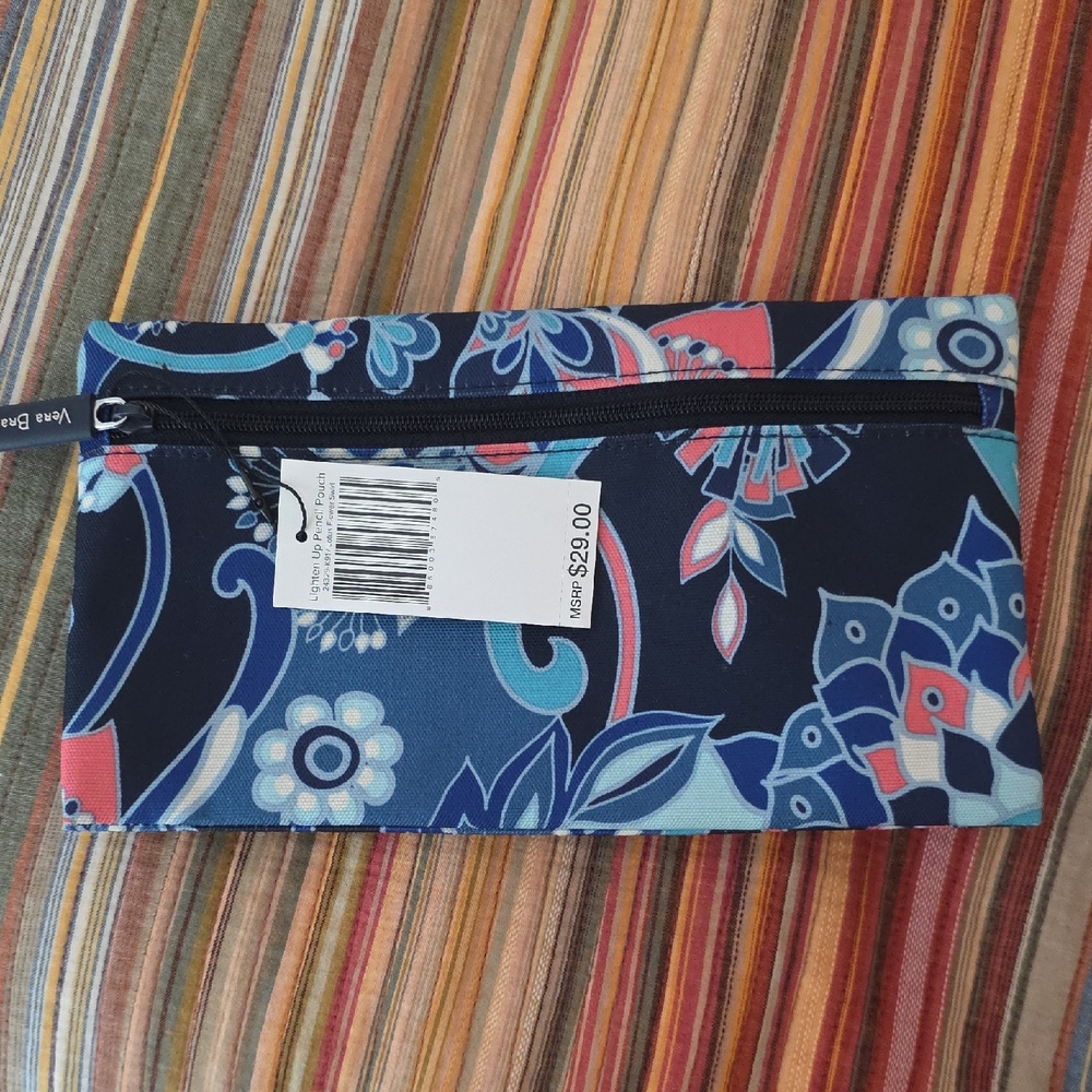 Floral Blue Zipper Pouch